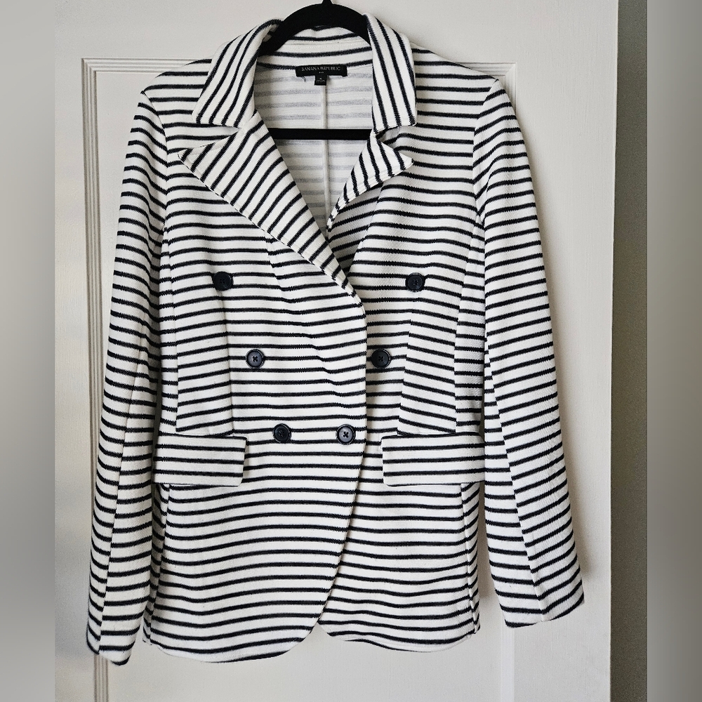 Banana Republic Navy and White Striped Jacket